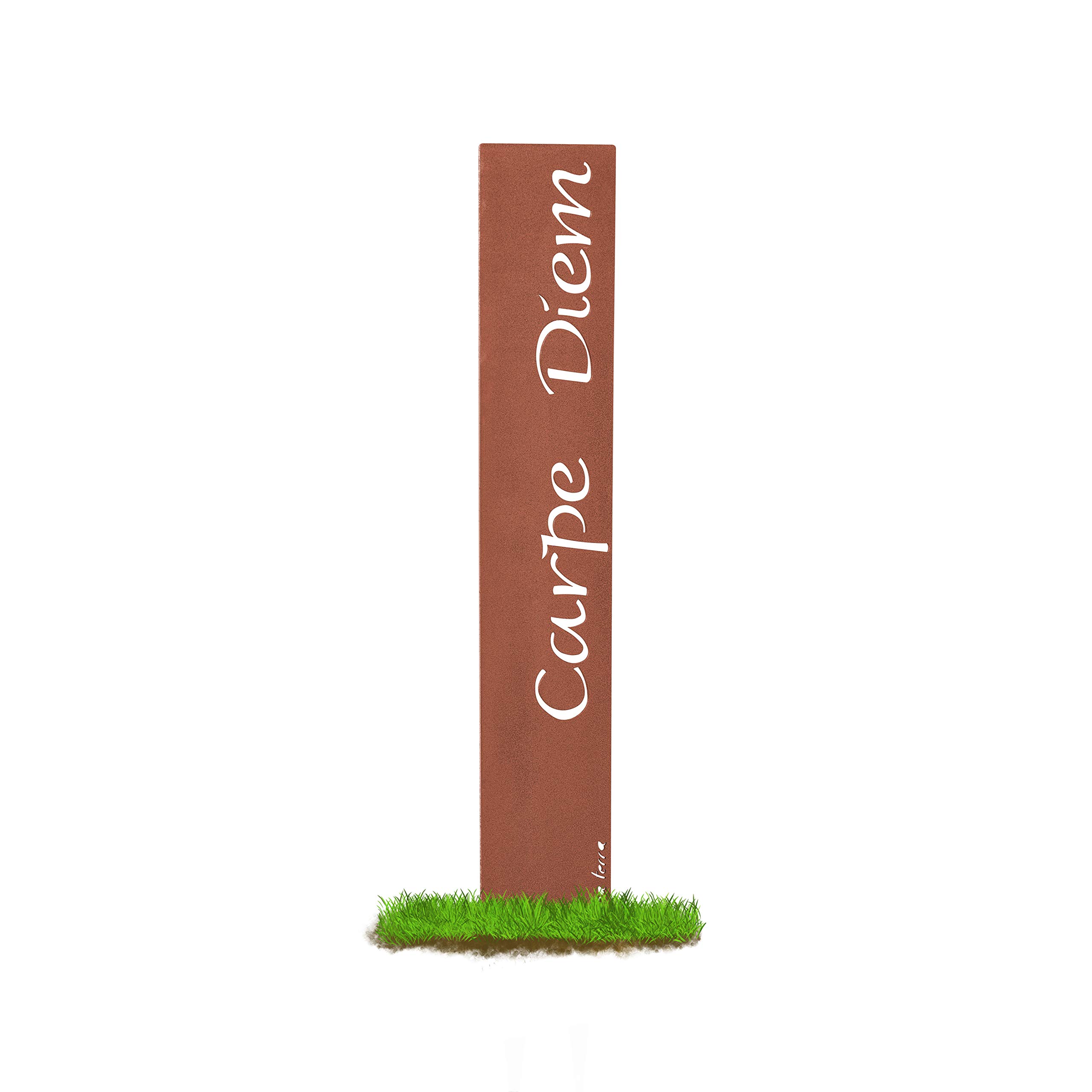 prima terra "Carpe Diem Gartenstele Edelrost Stele Dekoration Gartendekoration Deko Garten H=120cm B=20cm