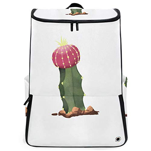 FANTAZIO Laptoprucksack Kaktus mit Blume, strapazierfähig, für Schule und Schule, für Outdoor, Camping, passend für bis zu Notebook