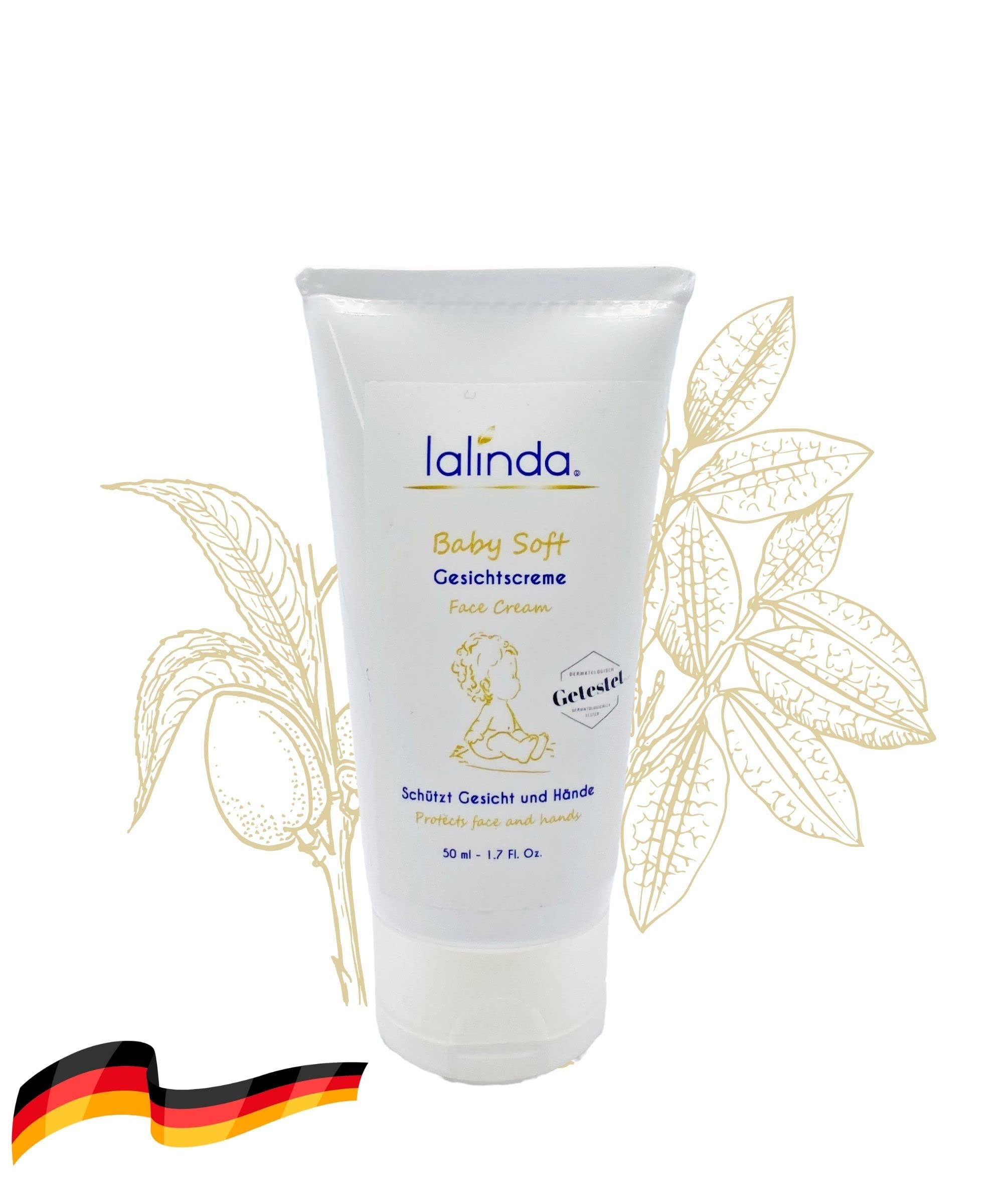 lalinda - Baby Wind und Wetter Creme für Gesicht und Körper, mit wertvollen Bio-Ölen, dermatologisch getestet, für empfindliche Babyhaut empfohlen 50ml