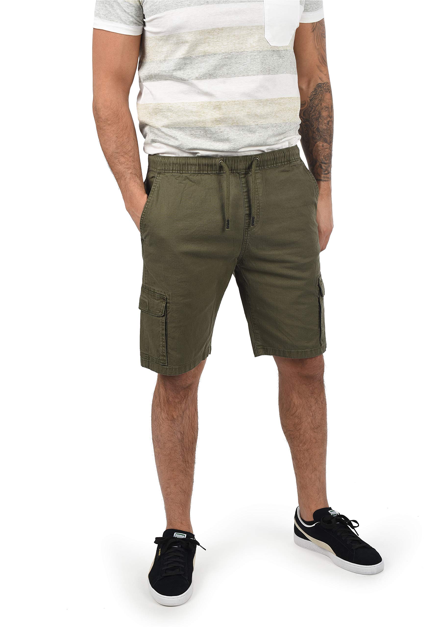 Indicode IDFrances Herren Cargo Shorts Bermuda Kurze Hose mit Stretchanteil Cargotaschen Baumwollmischung Regular fit, Größe:S, Farbe:Army (600)