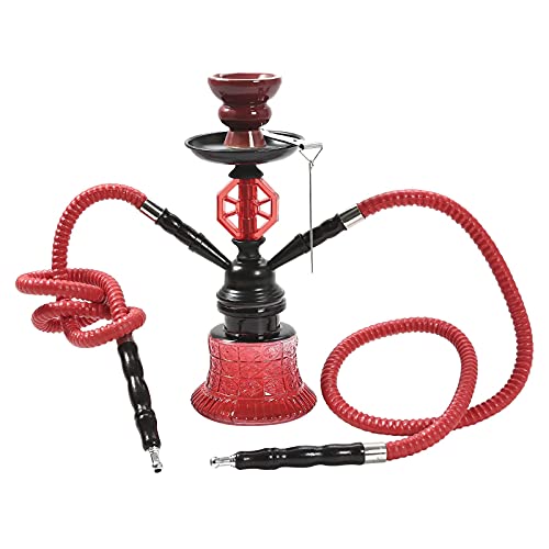 Shisha 10.8" Deluxe 2 Schlauch Shisha Komplettset Fliesenglasvase (Grün)