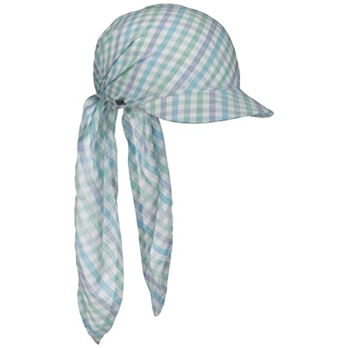 McBURN Ivania Check Bandana Cap Schildmütze Kopftuch Sommercap Damen - Made in Italy mit Schirm Frühling-Sommer - One Size türkis