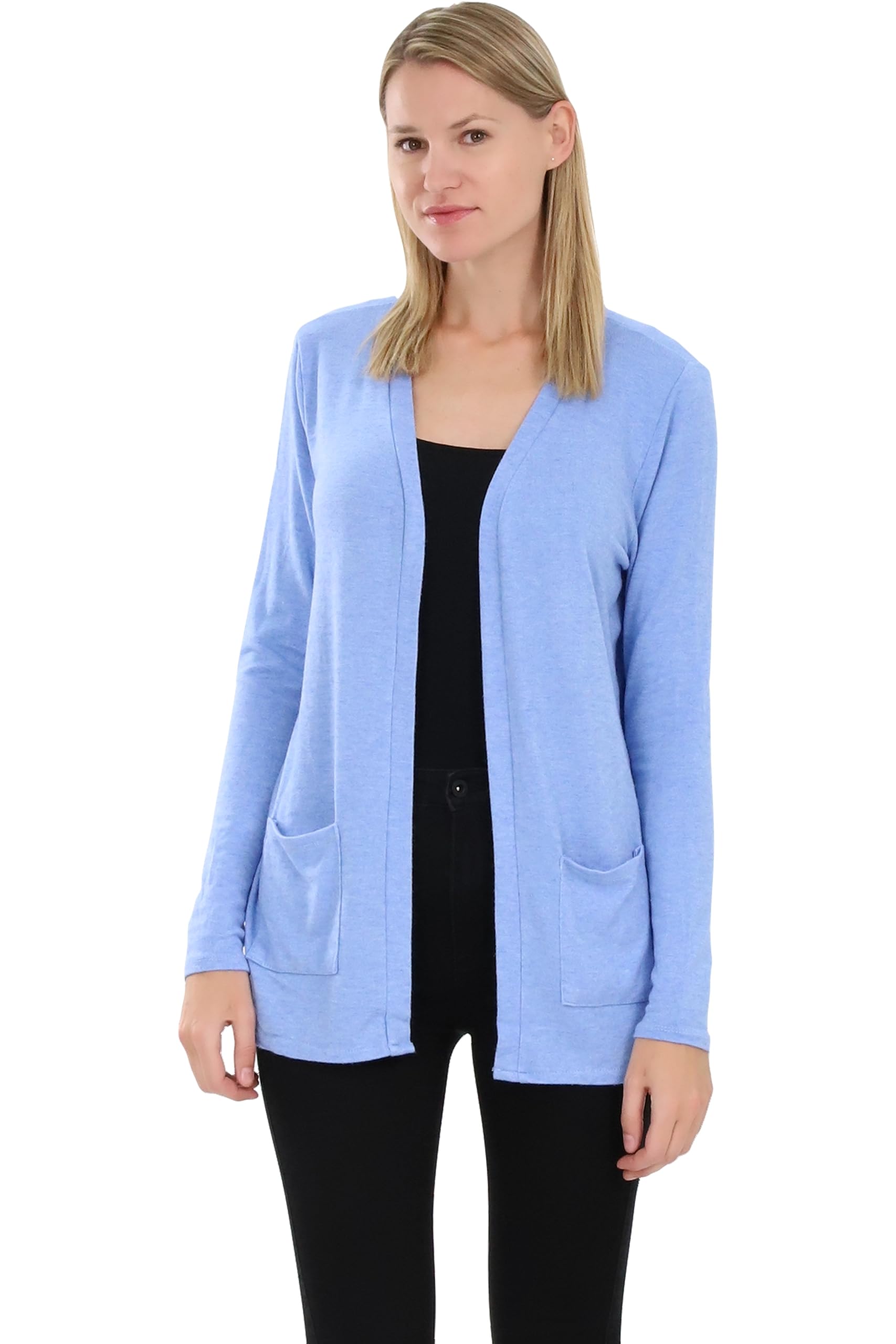 Malito - Damen Cardigan - Strickjacke mit Taschen - dünne Jacke - feiner Langarm Strickcardigan - Weste 2243 (hellblau, XL)