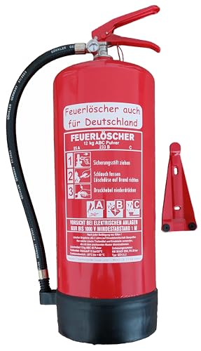 Brandengel Feuerlöscher 6kg ABC Pulver mit Manometer EN 3, Wandhalter, Messingarmatur Sicherheitsventil, Kunststoffstandfuß, Pulverlöscher (Ohne Prüfnachweis u. Jahresmarke)