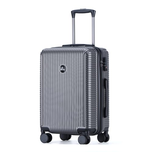 Blade Handgepäck - Hartschalen Koffer Trolley - Leichter Reisekoffer Handgepäck aus ABS+PC mit TSA Schloss - 4 Spinner Räder Koffer- Rollkoffer (Grau-M)