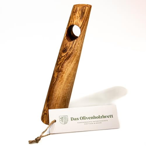 das Olivenholzbrett® Flaschenhalter aus Olivenholz/Weinständer Holz/Weinflaschenhalter/massiv gerade/Weinhalter aus Olivenholz/Weinständer rund freistehend