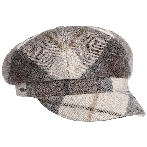 McBurn Tevere Karo Damen Newsboy Cap - Made in Italy Ballonkappe Damenmütze Schildmütze mit Schirm, Futter Herbst-Winter - One Size braun