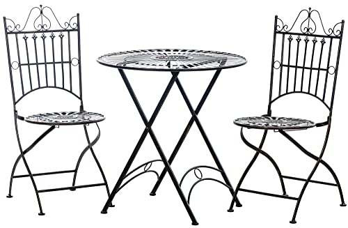 CLP Sitzgruppe Tegal Aus Metall I Sitzgruppe Garten I 3er Set Bestehend Aus Tisch Und 2 Stühlen, Farbe:Bronze