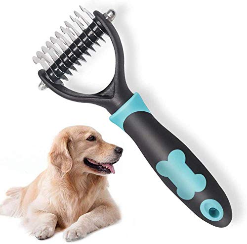 zaizai Hunde- / Katzenbürste, professioneller Entwirrungskamm, Doppelzahnklingen-Rechenkamm für Rasierkamm, Pflegebürste für Entwirrungsrechen