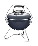 Weber Smokey Joe Premium Holzkohlegrill, Ø 37cm Grillfläche, portabeler BBQ Grill mit praktischem Tragebügel, porzellanemaillierten Deckel & Kessel - Slate Blue (1126804)