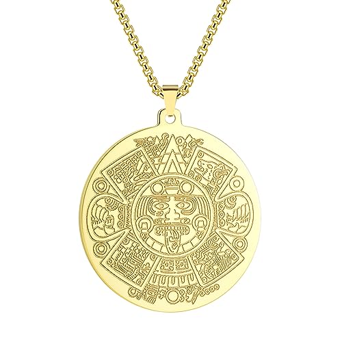 XIPIEIO 2024 Mode Halskette Maya Totem Aztec Kalender Halskette Anhänger Mode Astronomie Archäologie Schmuck Zubehör Geschenk Choker Exquisite Geschenke