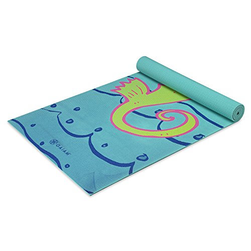 Gaiam Kids Yoga Mat Exercise Mat, Yoga for Kids with Fun Prints - Playtime for Babies, Active & Calm Toddlers and Young Children, Seahorse, 3mm
