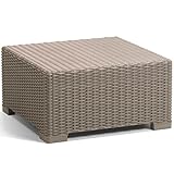 Allibert by Keter California Gartentisch aus Kunststoff, Beistelltisch für Garten, Terrasse & Balkon, runde Rattanoptik, quadratisch, cappuccino, 68 x 68 x 35 cm