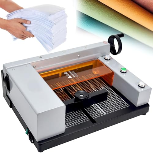 Qiang Papierschneider für Schreibtisch Größe A4 400 Blatt Automatischer Papierschneidemaschine mit Gitterlinien,Schnittstärke 40 mm,Schnittbreite 0–300 mm,für Karton,Karten,Leder