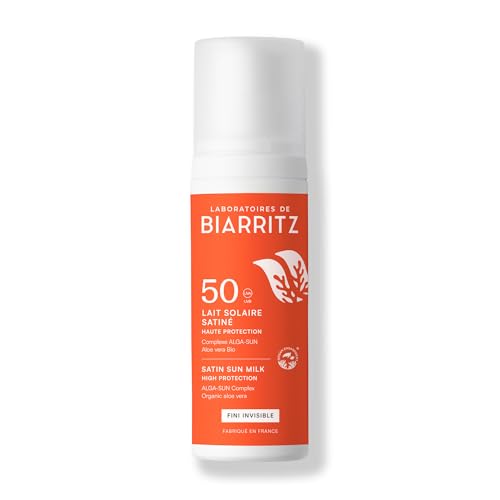 Laboratoires de Biarritz - Satin-Sonnenmilch LSF50 - Transparente, flüssige Textur - Gesicht & Körper - Frische-Effekt sofort nach dem Auftragen - Duft 100% natürlichen Ursprungs - 100 ml