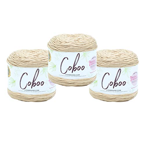 Lion Brand Yarn Coboo Bambusgarn, Beige, 3 Stück