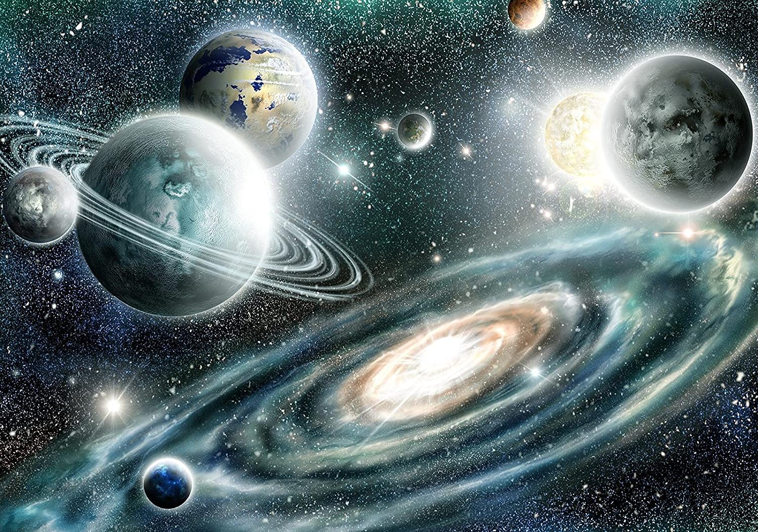 Forwall Fototapete Weltraum Cosmos Galaxie Weltall Planeten Universum Sterne Kinderzimmer Jugendzimmer Vlies Tapete Wandtapete UV-Beständig Montagefertig (11896, VEXL (208x146 cm) 2 Bahnen)