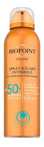 Biopoint Solaire unsichtbares Sonnenspray, LSF 50+, hoher Schutz, 150 ml, mit Bräunungsbeschleunigung, ohne Mineralöle, Farbstoffe, nickelfrei und wasserfest