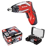 Einhell Akkuschrauber Set TE-SD 3,6 Li (3,6 V, 1,5 Ah, 3.5 Nm Drehmoment, 2x LED-Licht, inkl. Ladegerät, 32 tlg. Bitset, Aufbewahrungsbox),Rot,inkl. 32 Bits / Geschenkbox