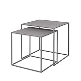 blomus 2er Set Beistelltische FERA, Mourning Dove, 40L x 40B x 40H cm, 35L x 35B x 35H cm, Sofatisch Grau, Kaffeetisch aus Stahl