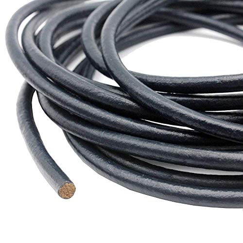 König Design Lederband Lederschnur rund glatt - Durchmesser 6 mm/Farbe Schwarz/Länge 10 m