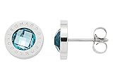 JEWELS BY LEONARDO Damen Ohrstecker hellblau Matrix Edelstahl/silberfarben Glas Schliff Facette 015785