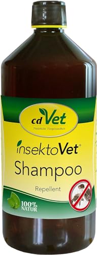 cdVet Naturprodukte InsektoVet Shampoo 1000 ml - Hund - Katze - Maximaler Schutz vor Flöhen, Milben,Parasiten und anderen Lästingen- - beugt erneuten Befall vor - pH-Wert der Tierhaut angepasst -
