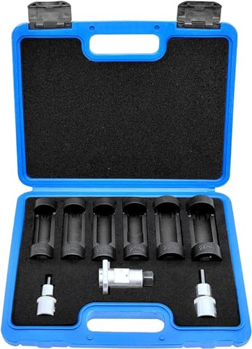 ZKTOOL 9-teiliges Stehbolzen-Nuss-Set für Federungsdämpfer, Größe 16mm, 18mm, 19mm, 21mm, 22mm, 24mm, mit 12 Punkten, 1/2"-Antrieb, Federungsdämpfer-Spreiznuss, Stoßdämpfer-Entfernungs-Werkzeug