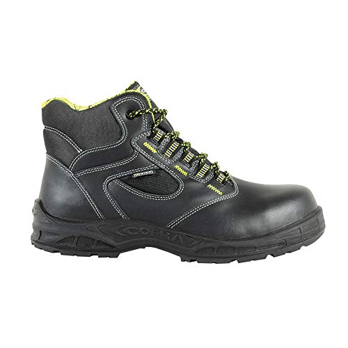 Cofra 12611-000.W41 LEIMEN S3 SRC Sicherheitsstiefel, Schwarz/Gelb Fluoreszierend, Größe 41