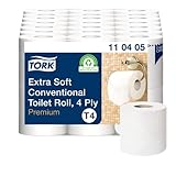 Tork extra weiches Kleinrollen Toilettenpapier Weiß T4, Premium, 4‑lagig, 42 × 153 Blatt, 110405