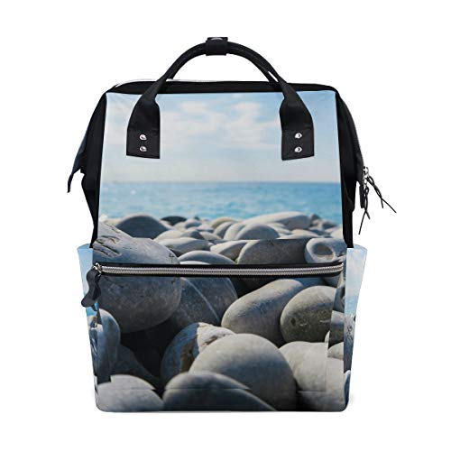 FANTAZIO Rucksäcke Rocks Beach Blue Sky Schultasche Segeltuch Daypack