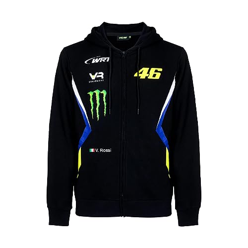 Valentino Rossi Kapuzenpullover mit durchgehendem Reißverschluss VR46 WRT Line,Mann,Schwarz,L