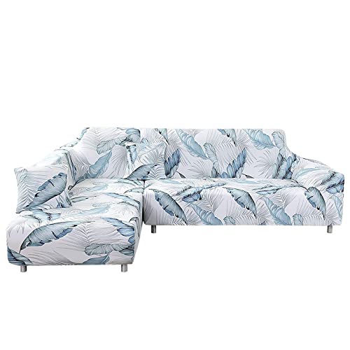 Jianyana Sofabezug L-Form-Stretch Spandex Polyester Stoff Sofa überzug Stretch Sofabezüge + 2pcs Kissenbezüge für Schnittsofa(Printed 09)