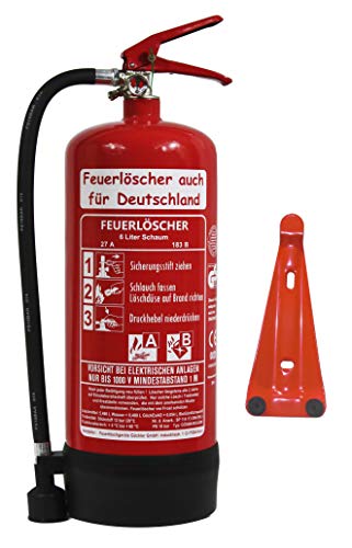 NEU 6 L Feuerlöscher auch für Österreich Schaum AB BIO DIN EN 3 GS Haus Hof Wandhalter Manometer 27 A, 183 B, C = 9 LE