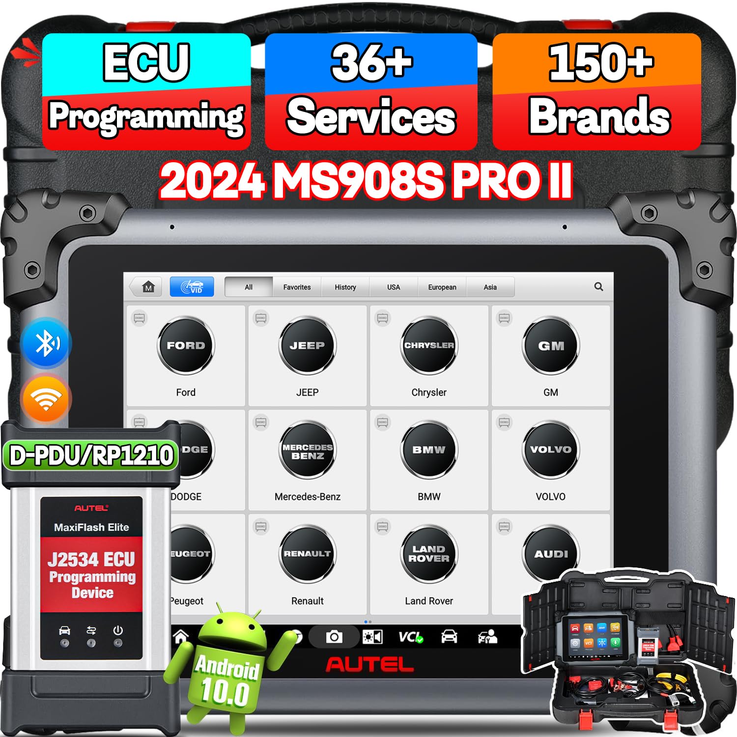 Autel MaxiSYS MS908S PRO II: 2024 J2534 ECU Programmierung Kodierung Anpassung, Level-Up von MS908S Pro Elite MK908P, Gleiche Programmierung wie Ultra MS919 MS909, Android 10 [Deutsch Unterstützen]