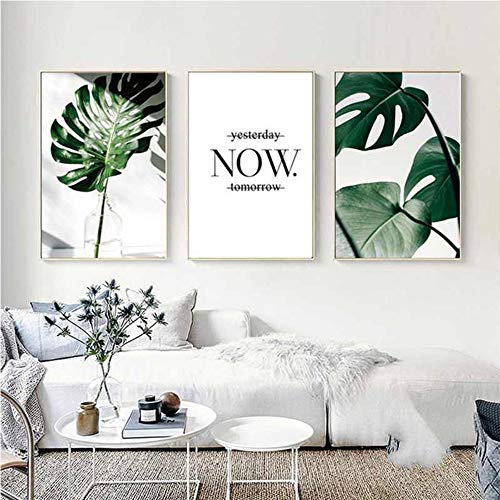 Nicole Knupfer 3-teiliges Poster-Set, Grüne Blätter Bilder Kunstdruck Wandbilder Dekoration für Wohnzimmer Schlafzimmer Modern Fine Art (ohne Rahmen) (C,40x60cm)