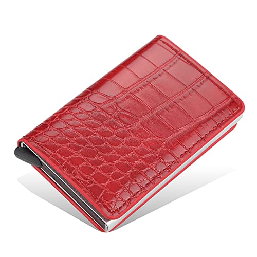 TYNXK Brieftasche Männer Smart Wallet Credit Bank Card Inhaber Mode Geldbörse Aluminiumlegierung Business Casual Mini Wallet Wallet Pu Geldbeutel Portemonnaie (Color : Red 05)