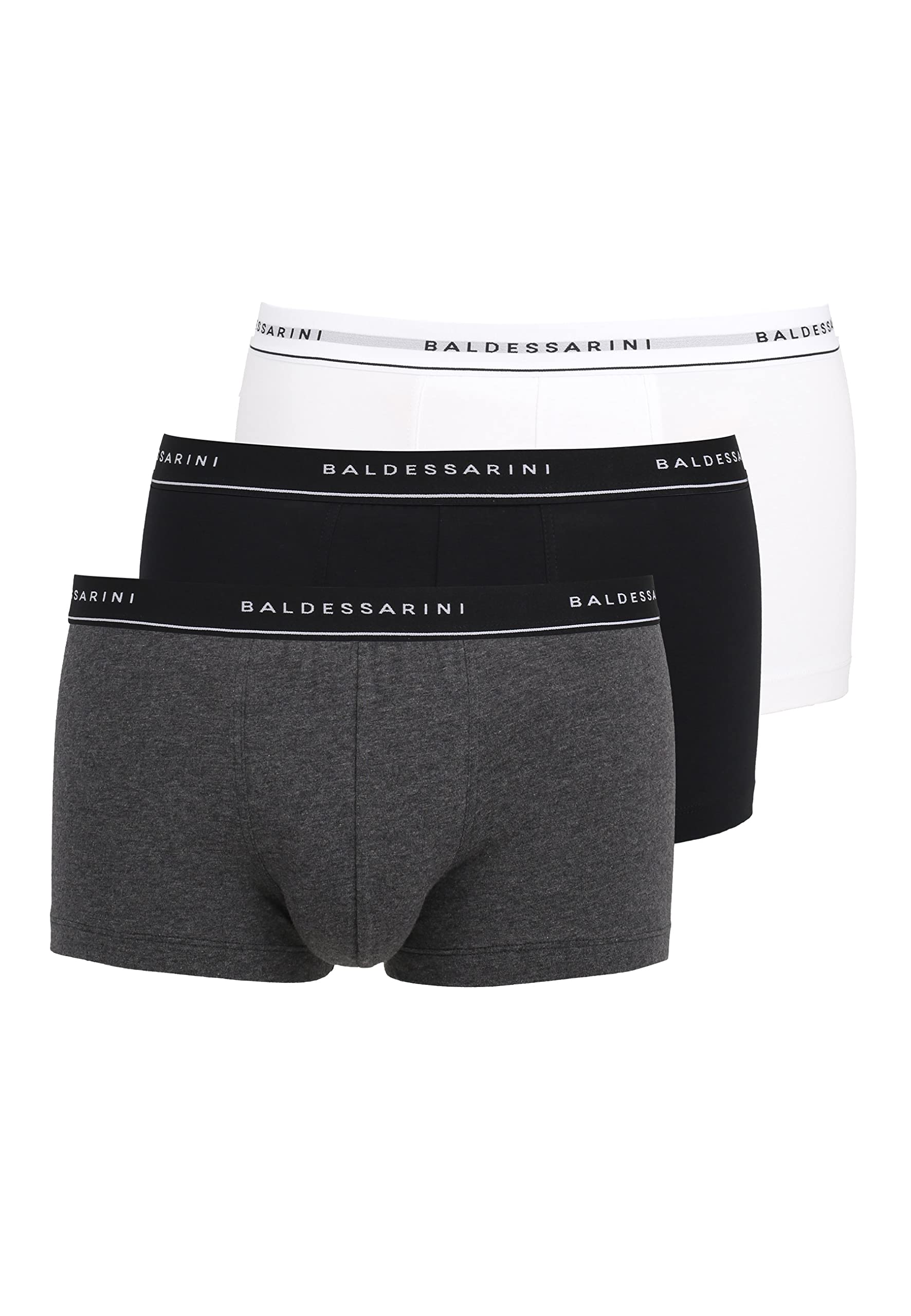 Baldessarini Herren Short-Pants, Baumwolle, Elastan, Single Jersey, grau, Melange, 3er Pack 4