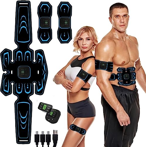 WARDBES EMS Bauchmuskeltrainer,Elektrostimulation Muskelstimulation Bauchmuskeltrainer,ABS Stimula für Bauch/Arme/Beine, EMS Muskelstimulator, EMS Trainingsgerät,6 Modi & 9 Intensitäten