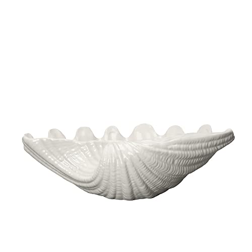 ByOn Shell L Muschelschale in der Farbe: Weiß, aus festem Dolomit hergestellt, Maße: 34x24x9,5cm, auch geeignet für die Aufbewahrung von Schmuck oder als Deko im Wohnzimmer, 5260905202